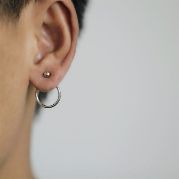 Earrings Ball with Circle Jacket Silver - Picture 3 of 4